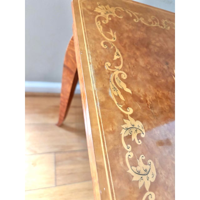 Italian Burlwood Marquetry Side Table Pair For Sale - Image 10 of 12