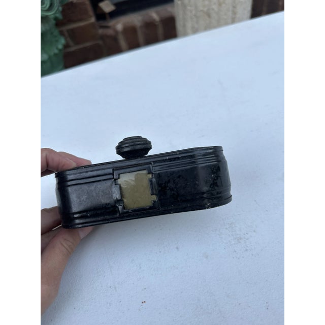 Metal Small Black Hand Held Vintage Camera For Sale - Image 7 of 8