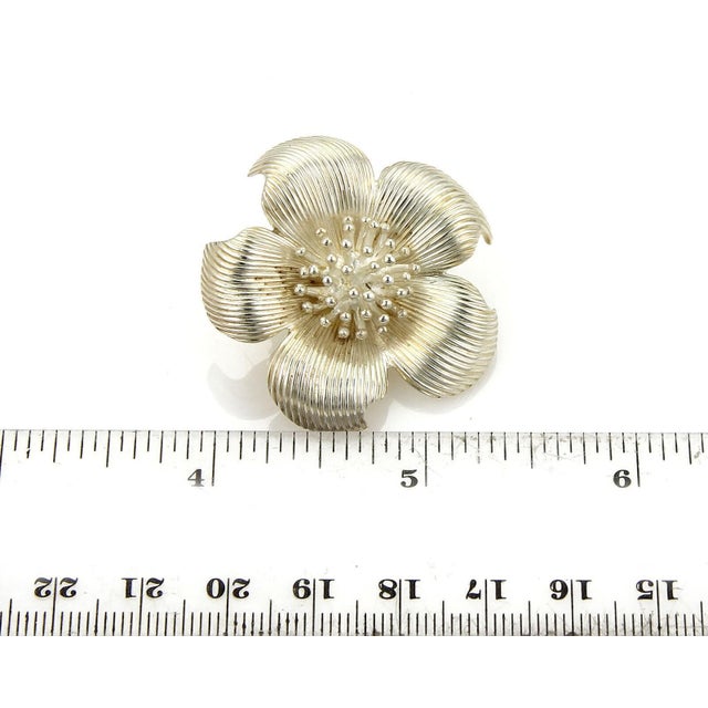 Tiffany and Co. Tiffany & Co. Large Dogwood Flower Sterling Silver Clip On Earrings For Sale - Image 4 of 4