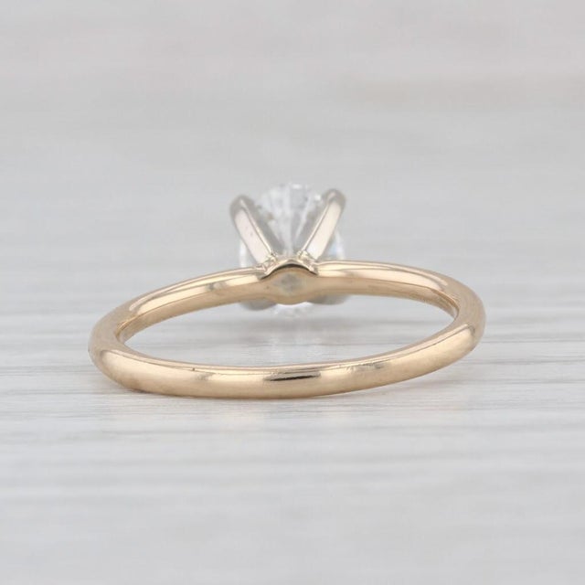 0.90ct Diamond Oval Solitaire Engagement Ring 14k White Yellow Gold Size 6 Gia For Sale - Image 4 of 8
