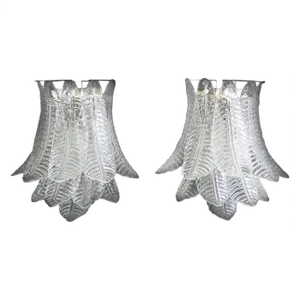 Italian Felci Leaf Sconces in the Style of Barovier & Toso, Murano, Set of 2