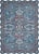Navy Washable Folk Floral Rug with Scalloped Edge, 4x6 For Sale