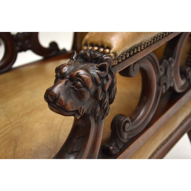 Antique Victorian Carved Leather Chair, 1850s For Sale - Image 9 of 11