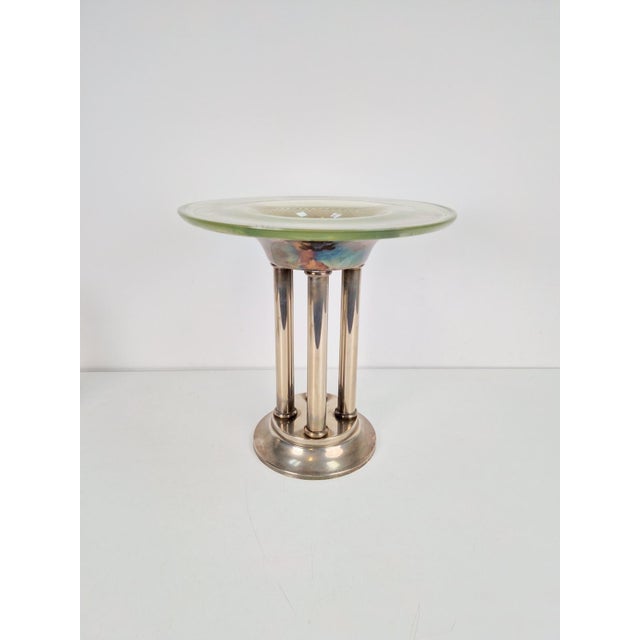 Art Deco Silver Plated Metal Centerpiece with Glass Bowl, 1930s For Sale - Image 4 of 14