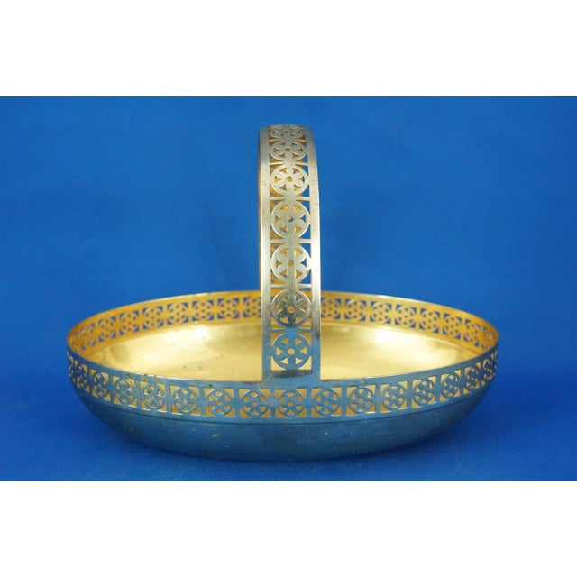 Item description: delightful basket, candy holder in metal plated in silver on the outside and gold on the inside, with...