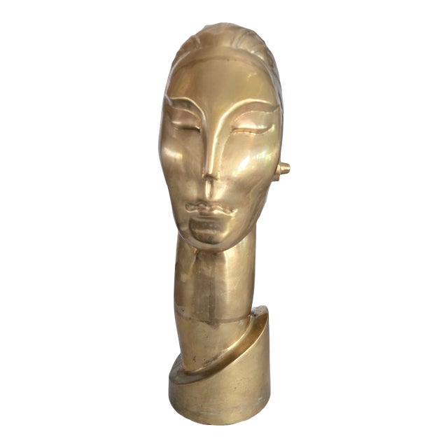 1970's Brass Art Deco Head Manner of Hagenauer For Sale