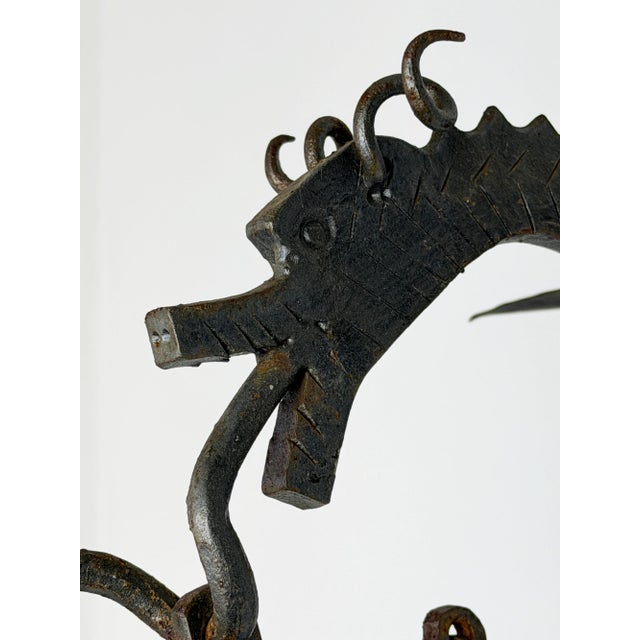 1950s Vintage Gothic Style Wrought Iron Wall-Mounted Dragon Doorbell, 1950s For Sale - Image 5 of 15