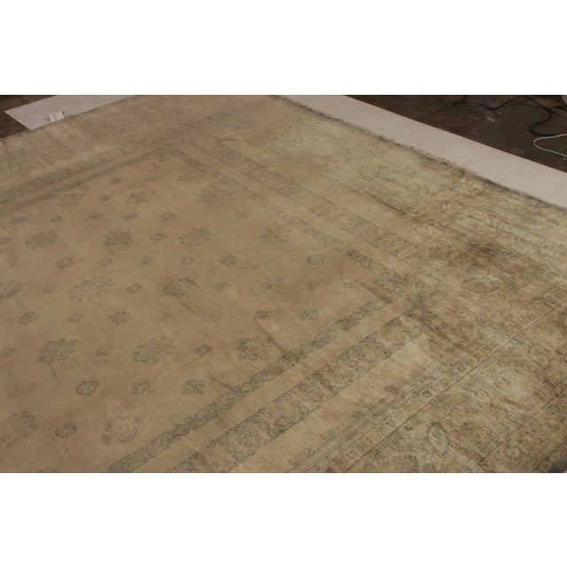 Traditional Hand-Knotted Antique Oushak Rug in Beige Brown Floral Pattern For Sale - Image 3 of 7