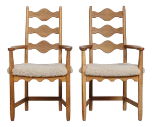 Set of Danish Armchairs in Oak by Henning Kjærnulf, 1970s