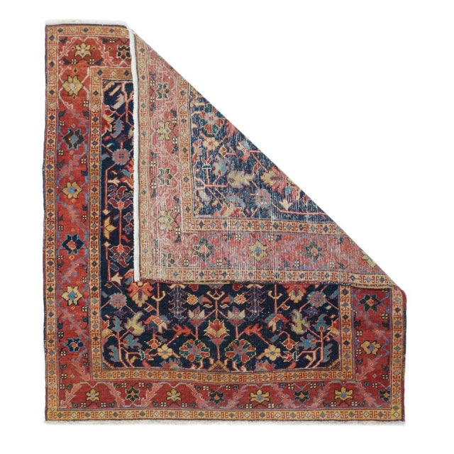 Antique Heriz Rug 4'4'' x 5'.