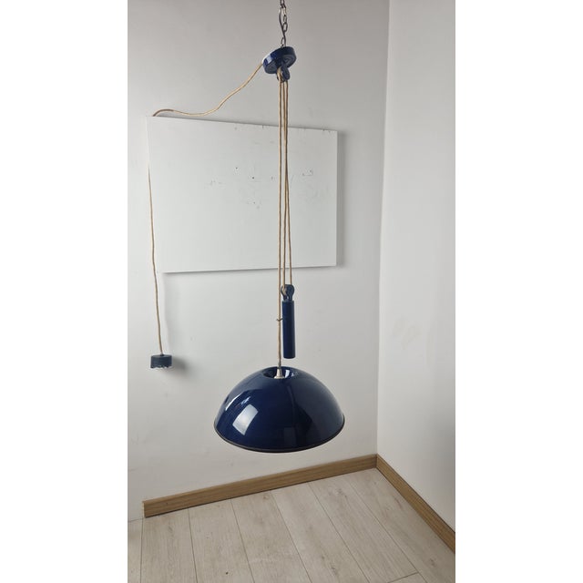 Mid-Century Modern Up-and-Down Chandelier Model Relemme in Metal Blu by Achille and Pier Giacomo Castiglioni for Flos, 1970s For Sale - Image 3 of 11