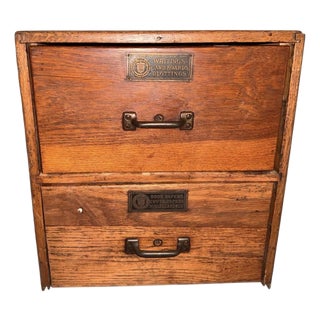 1960s Chicago Paper Company 2-Drawer Walnut Filing Cabinet With Original Brass Hardware For Sale