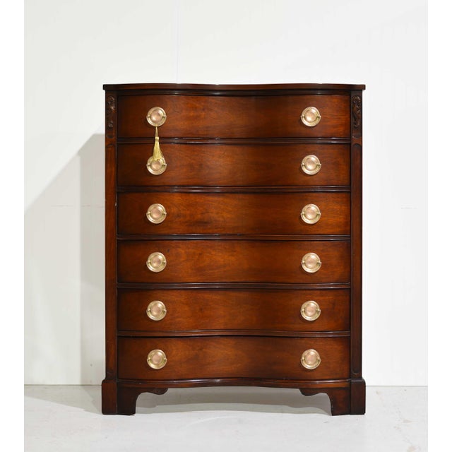 Traditional Mid Century Regency Style Mahogany Serpentine Tallboy the Darlington Collection by Kent Coffey For Sale - Image 3 of 13