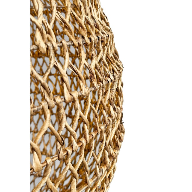 Braided Banana Leaf Globe Pendant Light Large For Sale - Image 4 of 7