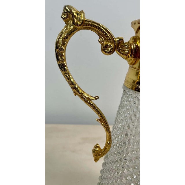 Art Deco Diamond Tip Crystal and Gilt Metal Jug, 1930s For Sale - Image 11 of 14