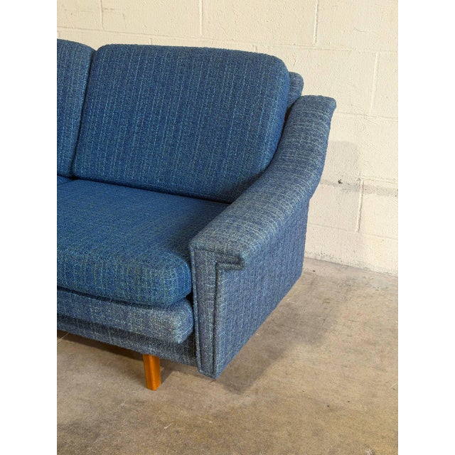 Blue Blue Upholstered Convertible Sofa Daybed 3-Seat Couch Lounge Mid-Century Modern 1970s For Sale - Image 8 of 11