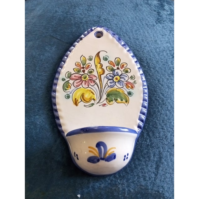 GORGEOUS Signed De La Cal Barreira PTE 8" Ceramic Holy Water Font or Wall Pocket The product is an 8" ceramic holy water...