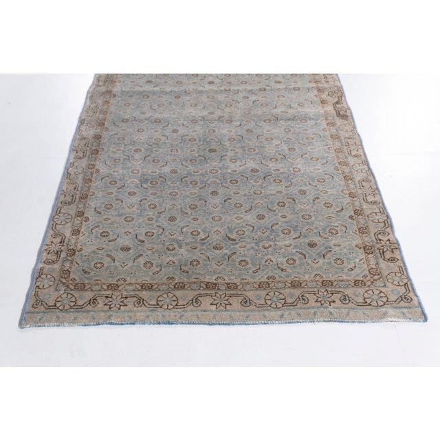 1910s Antique 1910 Blue Tabriz Runner - 3ft 3in X 15ft 8in For Sale - Image 5 of 12