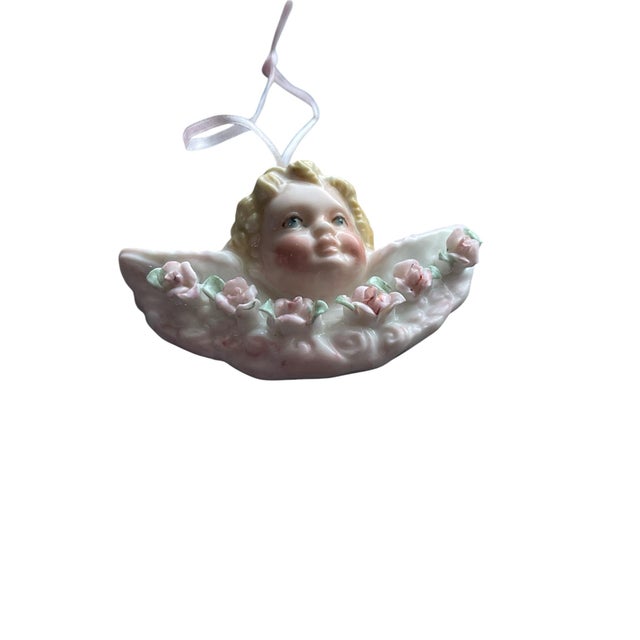 Vintage European Porcelain Cherub Christmas/Holiday Ornament- Set of 2 For Sale - Image 4 of 6