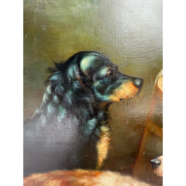 1890–1910 British Oil Painting of Resting Spaniels in a Domestic Interior, Signed Holtham For Sale - Image 9 of 10