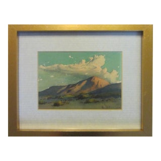 William J Bartko Desert Landscape Signed Watercolor Guache Mountain View For Sale