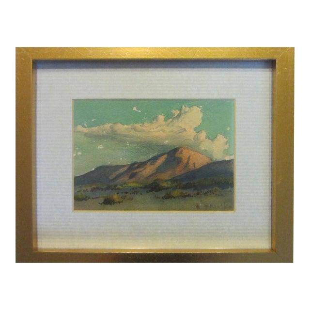 William J Bartko Desert Landscape Signed Watercolor Guache Mountain View For Sale
