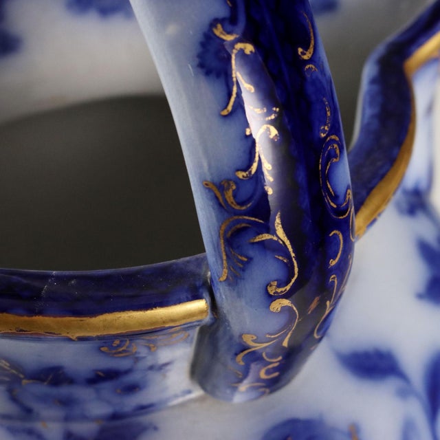 Flow Blue Porcelain Jug with Basin, Set of 2 For Sale - Image 6 of 14