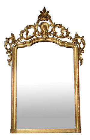 Antique Neapolitan Glass Mirror in Gilded and Carved Wood, 1800s