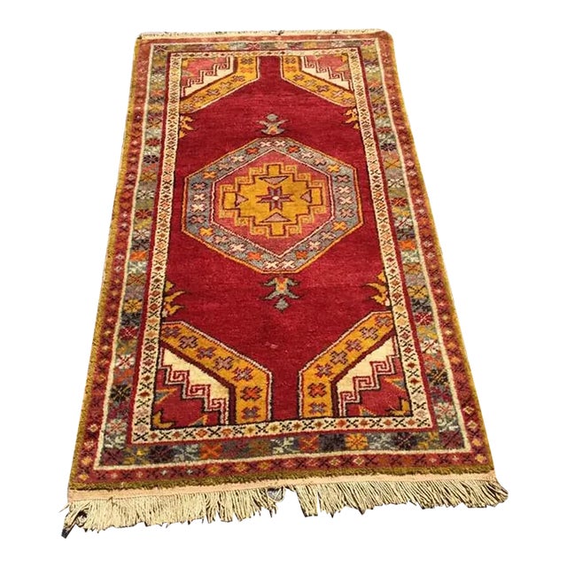Geometric Vintage Anatolian Rug - 31" X 57" For Sale