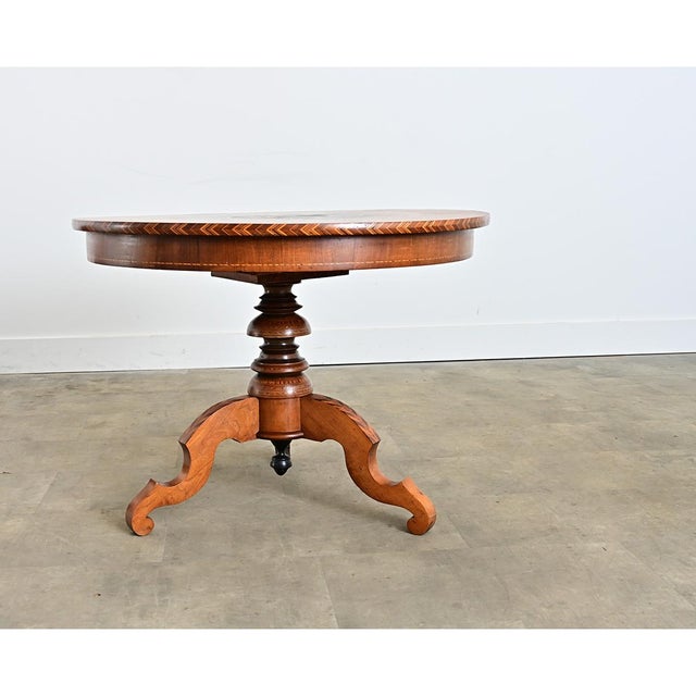 Italian 19th Century Marquetry Inlay Round Center Table For Sale - Image 4 of 14