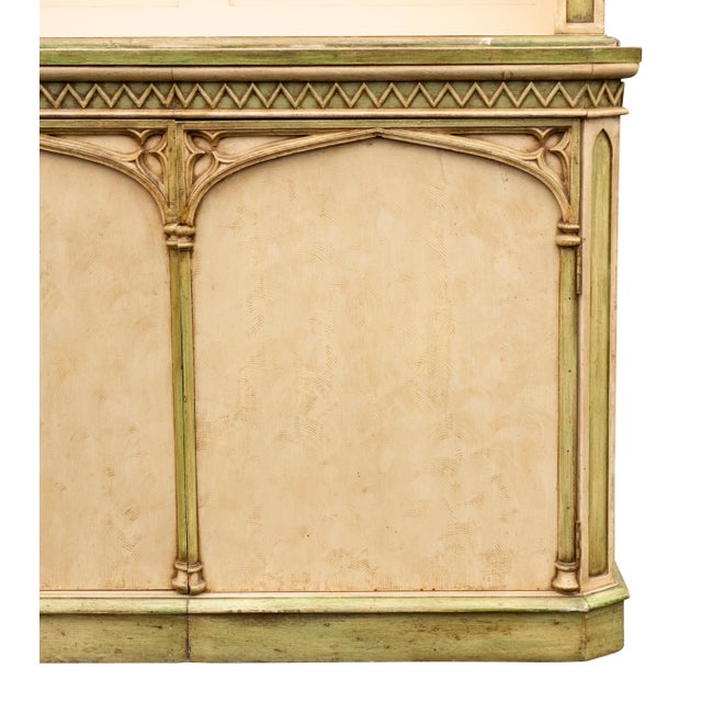 Gothic Revival Painted Bookcases Of Slightly Different Proportions - a Pair For Sale - Image 4 of 12