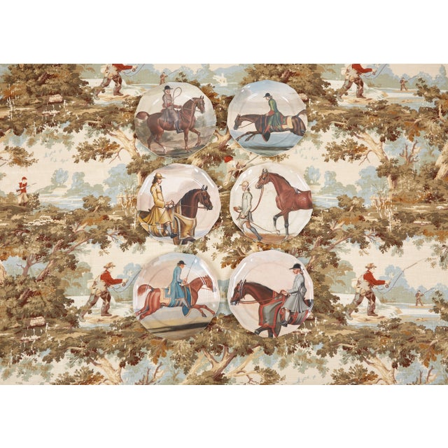 Equine Melamine Side Plates- Set of Six For Sale - Image 12 of 13