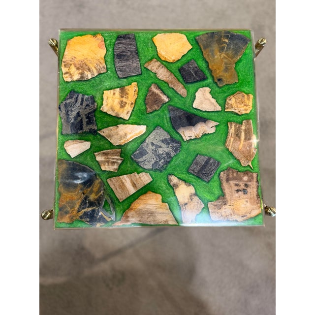 2020s Brass, Accent Stone and Acrylic Top Accent table For Sale - Image 5 of 7