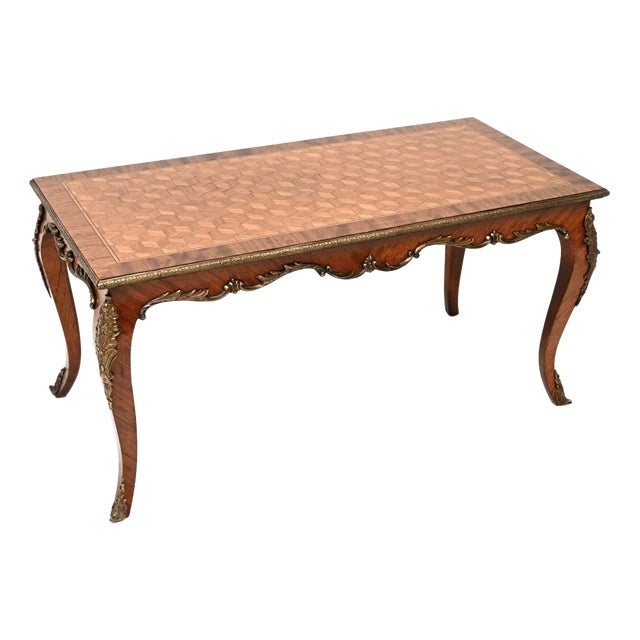 Antique French Inlaid Coffee Table, 1920 For Sale