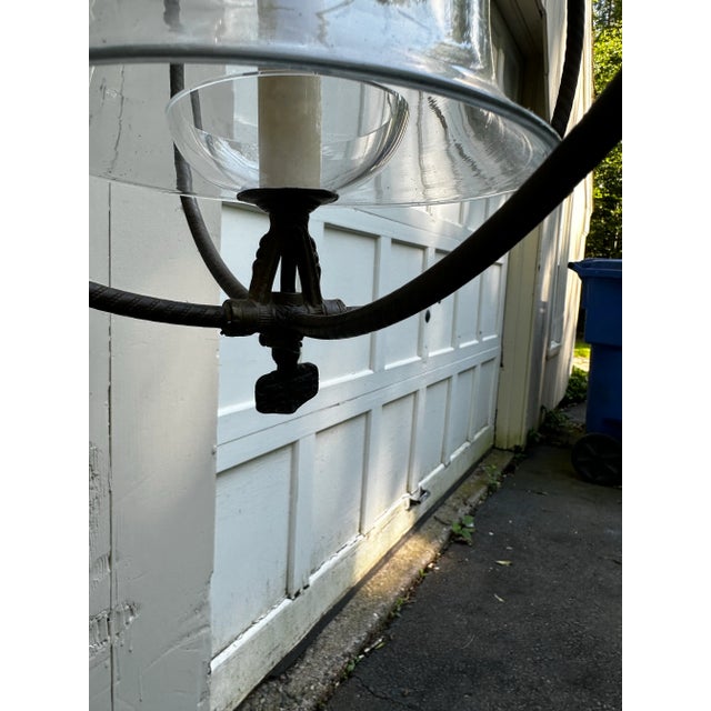 Vintage Glass and Brass Gas Fixture For Sale In New York - Image 6 of 11