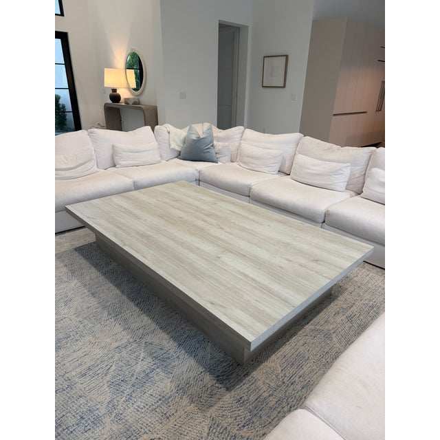 Custom made 80" wide coffee table made of solid oak wood