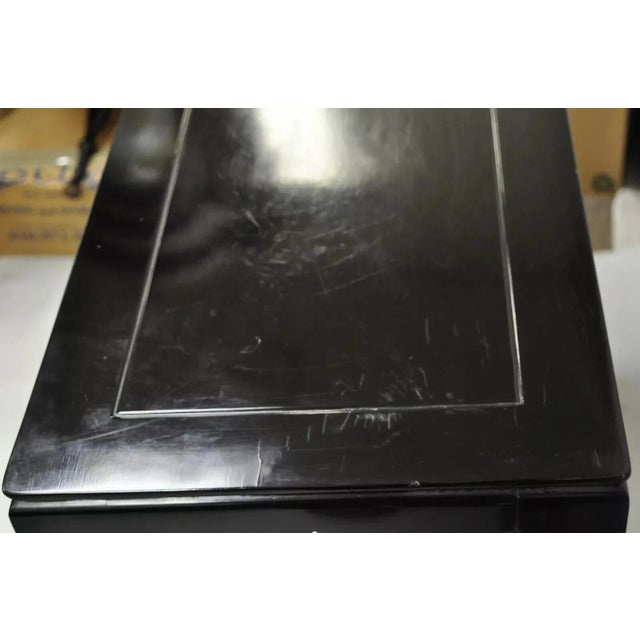 Black Chinese Ming James Mont Style Black Lacquer Sofa Hall Console Tables - Pair For Sale - Image 8 of 11