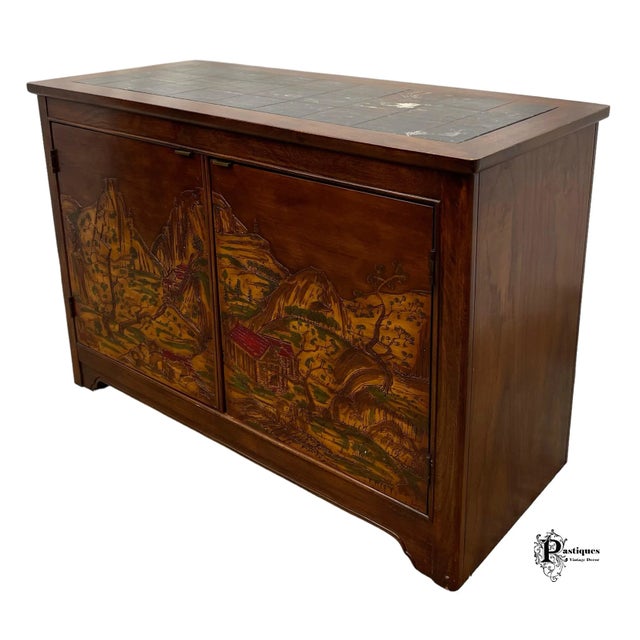 Vintage Bernhardt Shibui Collection Chinoiserie Style Faux Slate