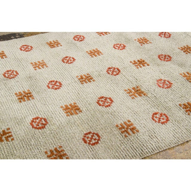 Mid-Century Modern Vintage Swedish Rya Wool Dated Rug With Geometric Motifs by Rug & Kilim, 1940-1949 For Sale - Image 3 of 9