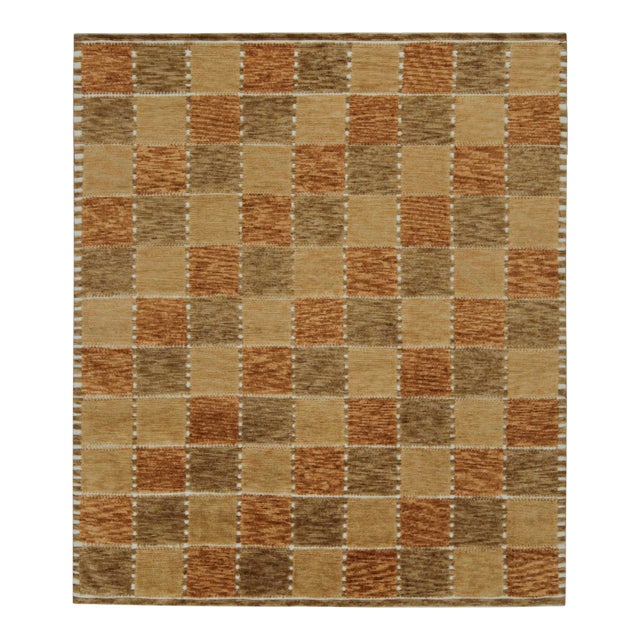 Rug & Kilim’s Scandinavian Style Rug With Geometric Patterns in Brown Tones For Sale