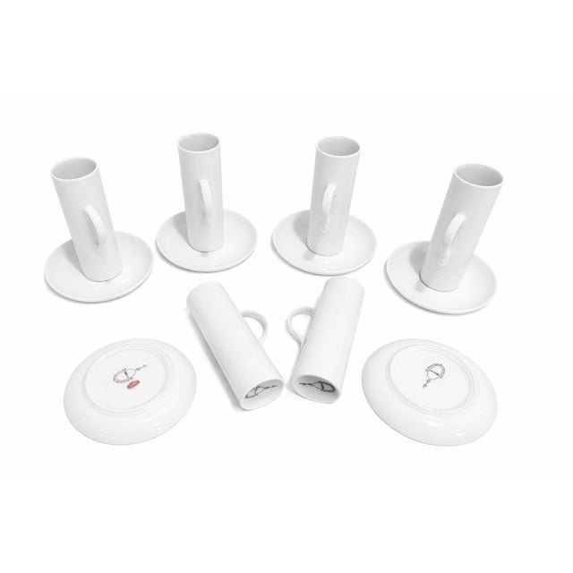 Vintage 1960s LaGardo Tackett Schmid International Porcelain Petite Espresso Demitasse Cups & Saucers, set of six. A sleek...