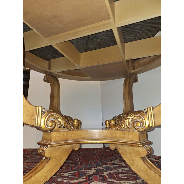 1990s Marble Top Empire Style Center Table, Gilt Decorated Scroll Work by Century Furniture Company For Sale - Image 13 of 14
