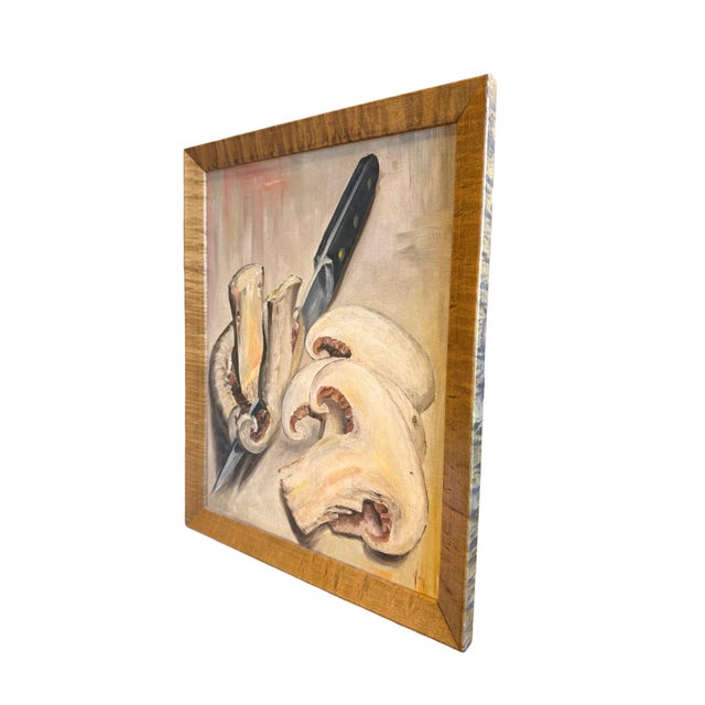 Mid Century Mushroom Still Life Oil Painting. Framed and Signed "Joy"