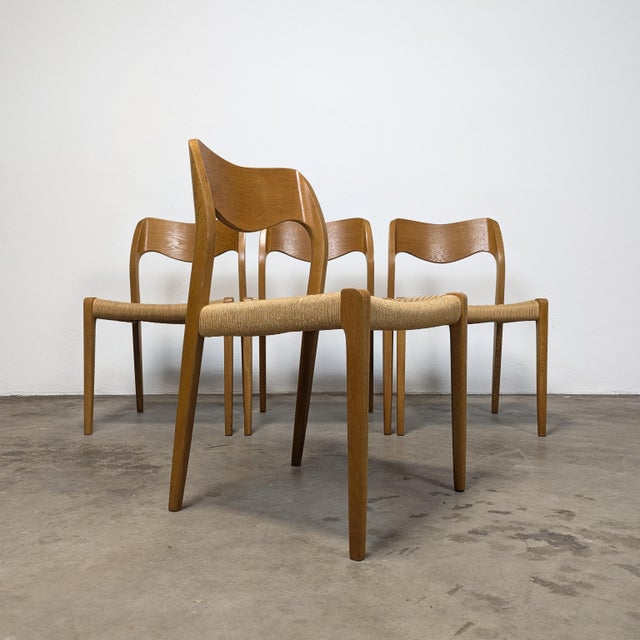 Mid-Century Modern Set of 4 Danish Mid Century Chairs by Niels Moller for j.l. Mollers, Circa 1960s For Sale - Image 3 of 12