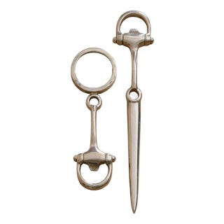 Vintage Silver-Plated Equestrian Desk Set For Sale