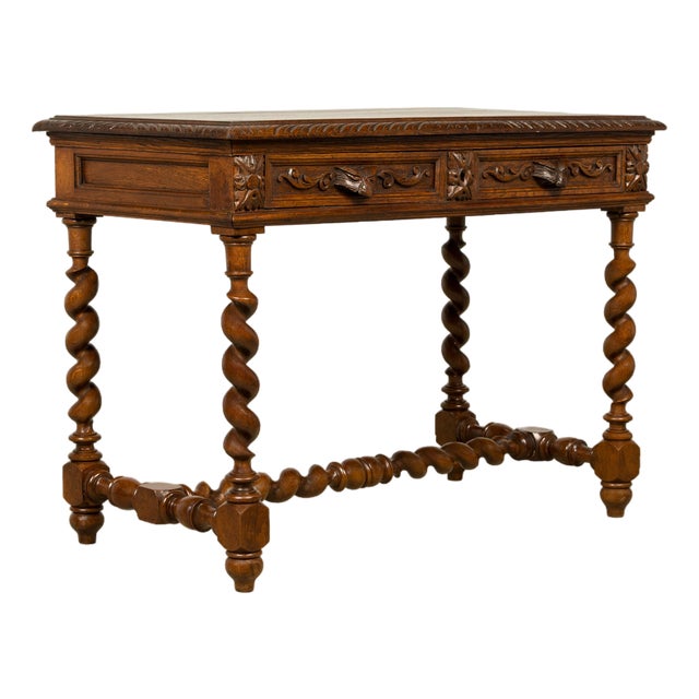Late 19th Century French Henry II Carved Oak Writing Desk For Sale