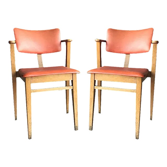 Set of Art Deco Lajos Kozma Style Red Chairs, 1940s For Sale