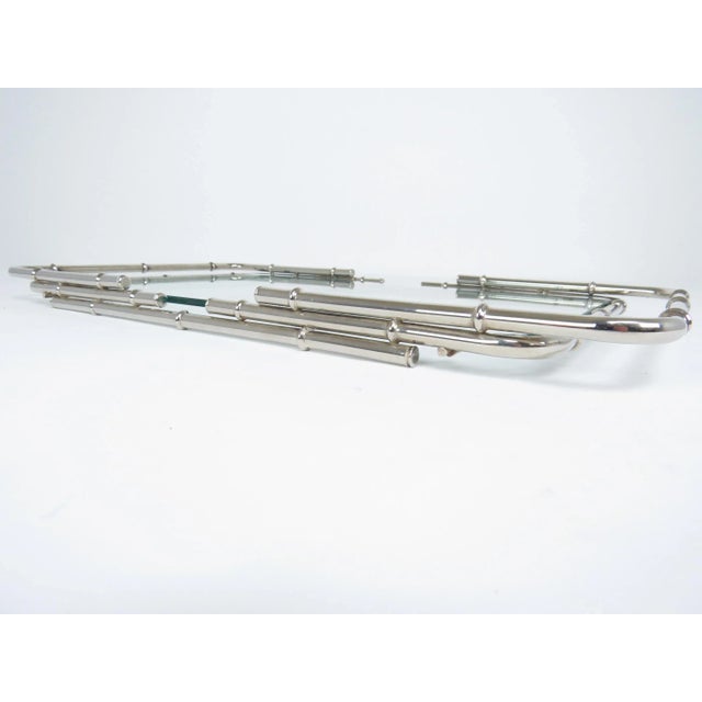 1970s Polished Nickel Faux Bamboo and Glass Serving Tray in the Manner of Maison Bagues For Sale In Chicago - Image 6 of 13