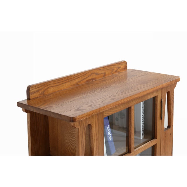 Brown Mission 1 Door Bookcase With Side Shelves - MC For Sale - Image 8 of 10