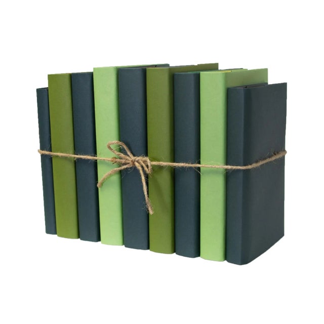 Booth & Williams Decorative Books - Boxwood Paper Wrapped Book Bundle - 1 Foot of Green Books For Sale - Image 4 of 4